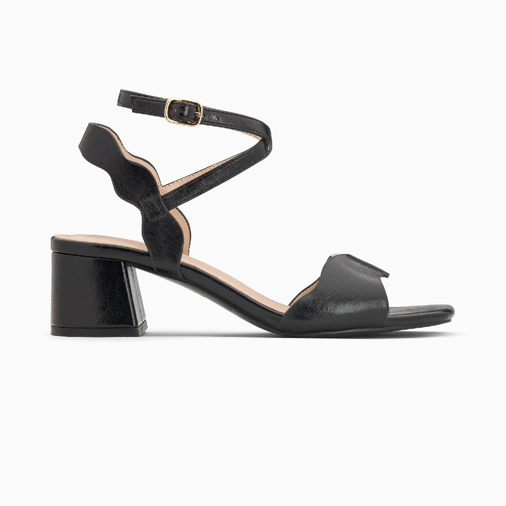 vanessa wu Sandales à talon Melodie noires à brides