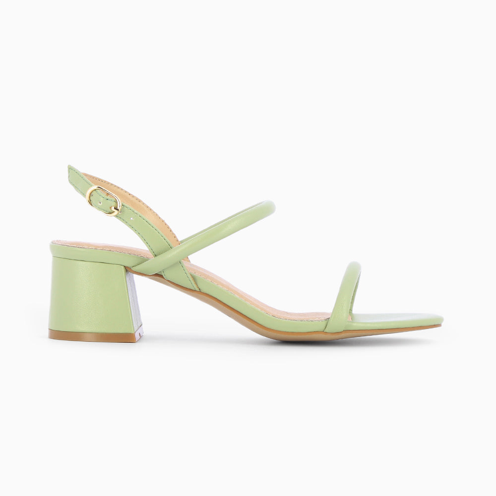 vanessa wu Sandales à talon minimalistes Oriane vert pastel