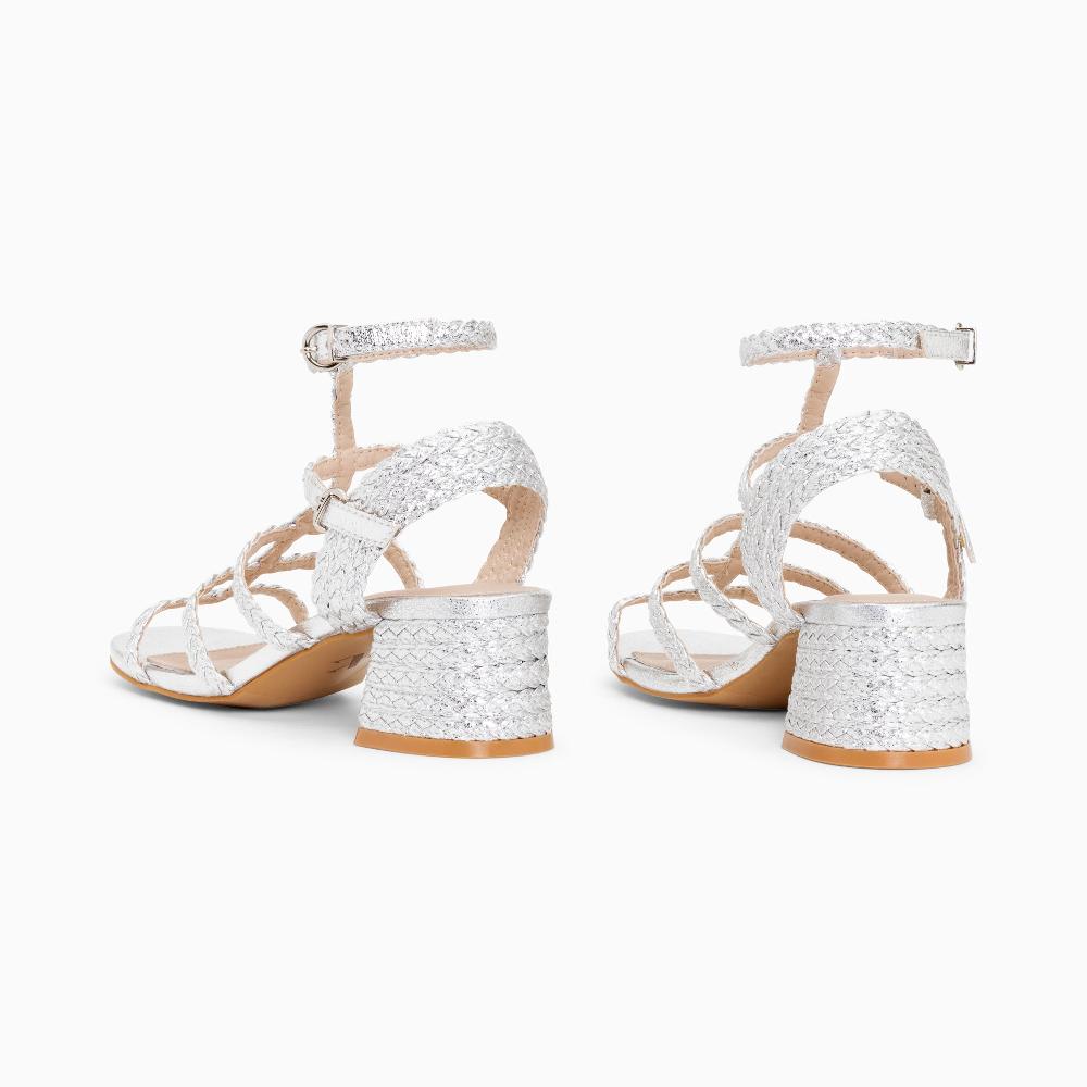 Vanessa Wu Sandales à Talon Tressées Claudia Argent