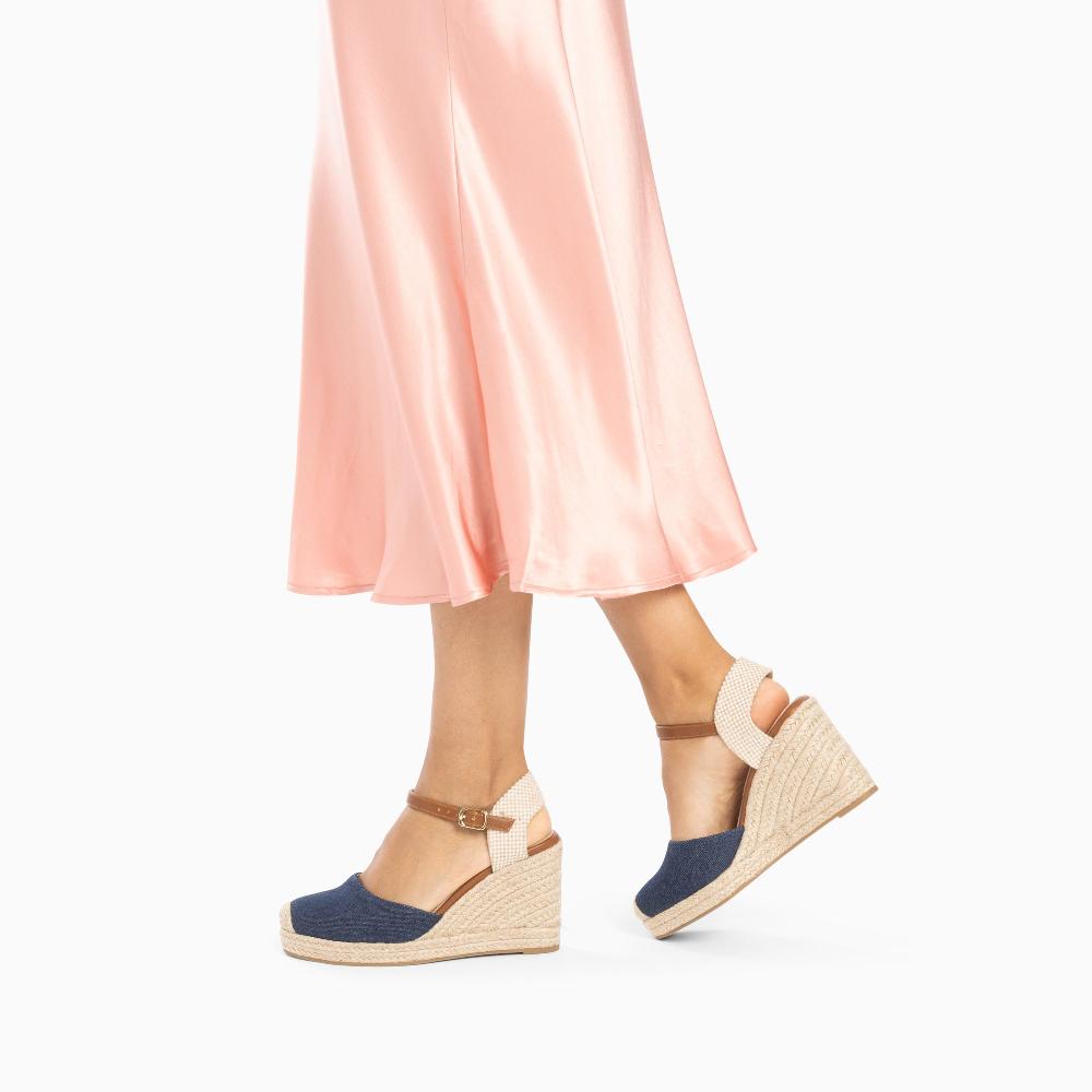 Vanessa Wu Sandales Compensées Mariana En Toile Denim