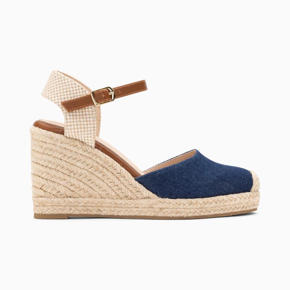 vanessa wu Sandales compensées Mariana en toile denim