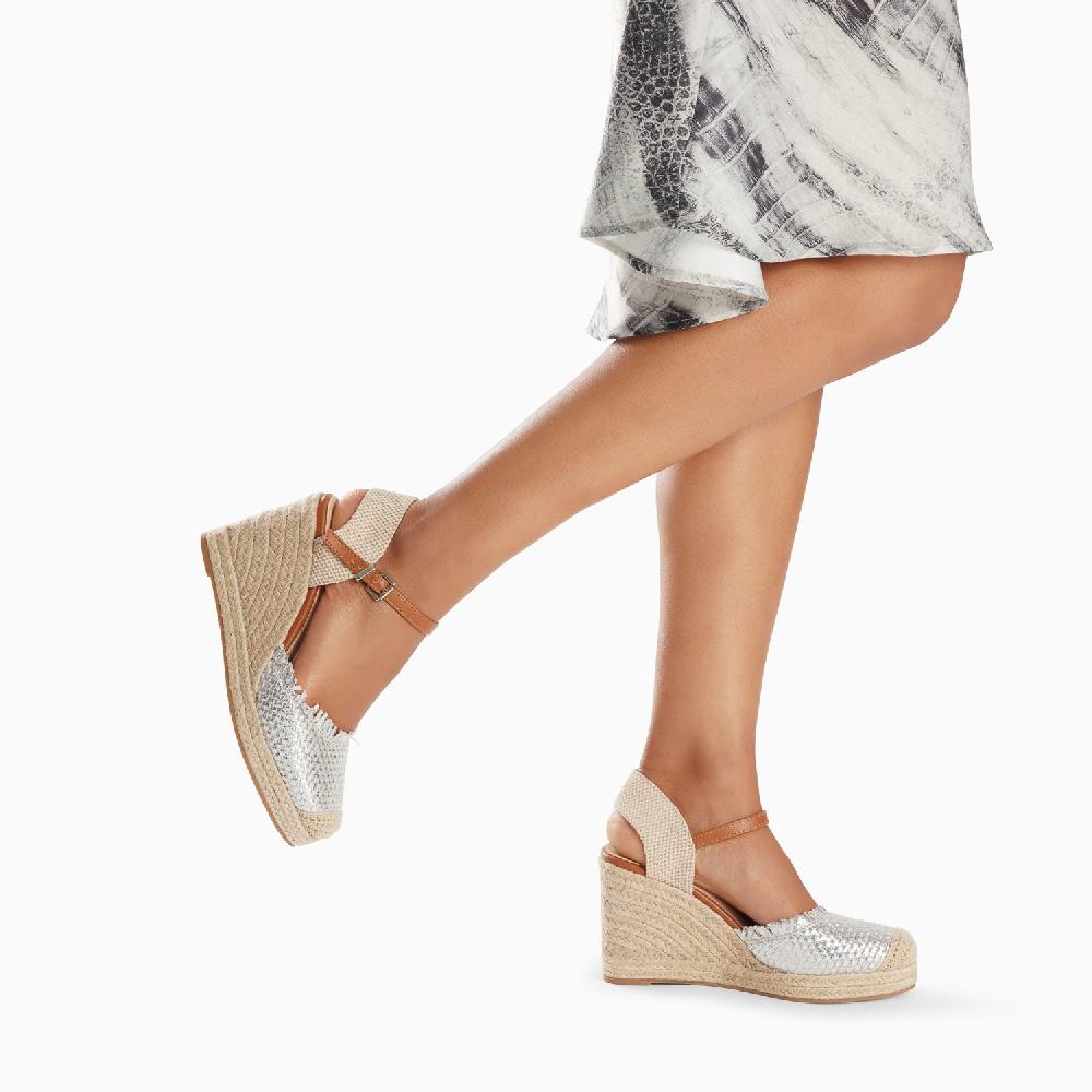 Vanessa Wu Sandales Compensées Nadine à Tressage Argent