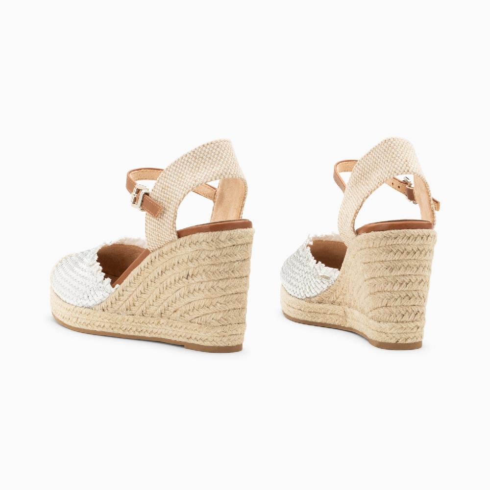 Vanessa Wu Sandales Compensées Nadine à Tressage Argent