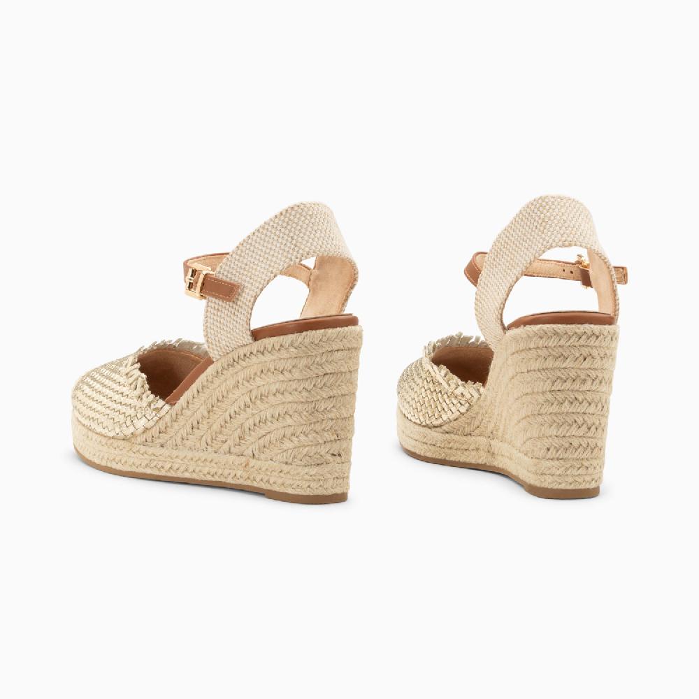 Vanessa Wu Sandales Compensées Nadine à Tressage Or