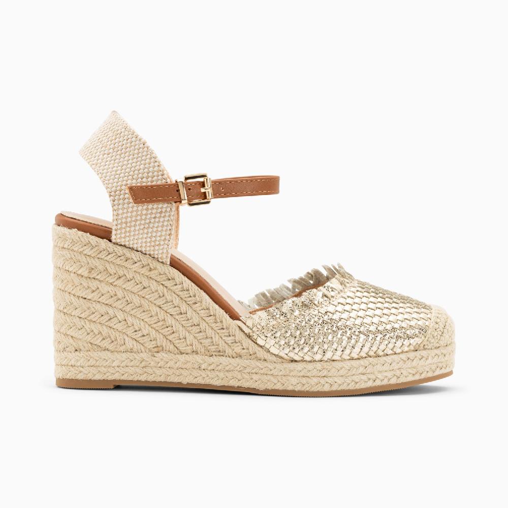 vanessa wu Sandales compensées Nadine à tressage or