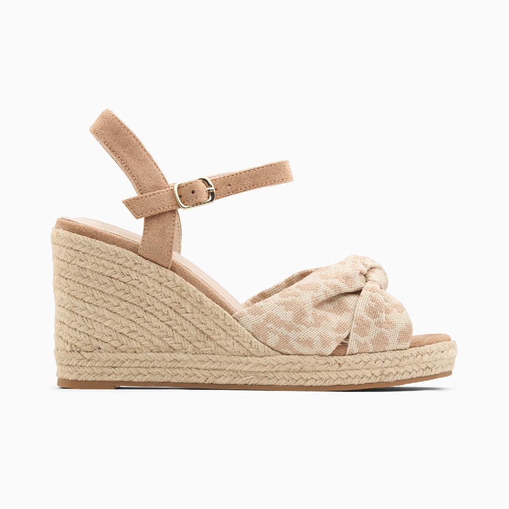 vanessa wu Sandales compensées nouées Aude léopard beige