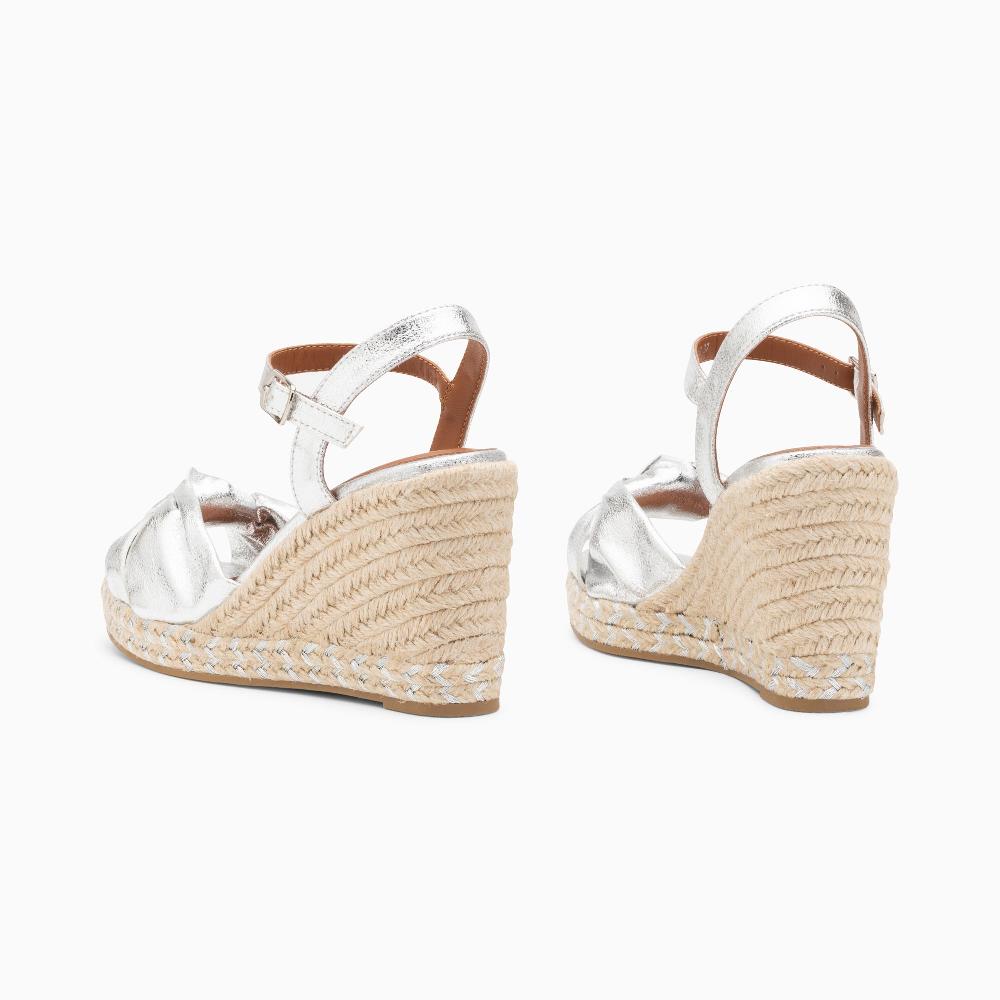 Vanessa Wu Sandales Compensées Nouées Céline Argent