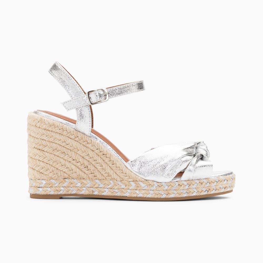 vanessa wu Sandales compensées nouées Céline argent