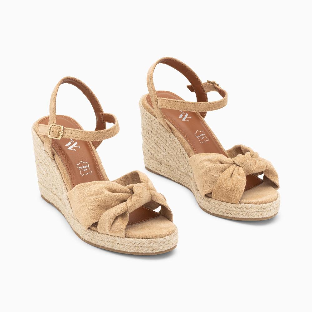 Vanessa Wu Sandales Compensées Nouées Céline Beiges