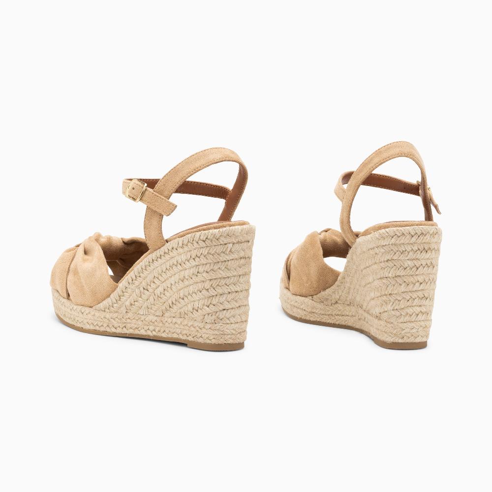 Vanessa Wu Sandales Compensées Nouées Céline Beiges