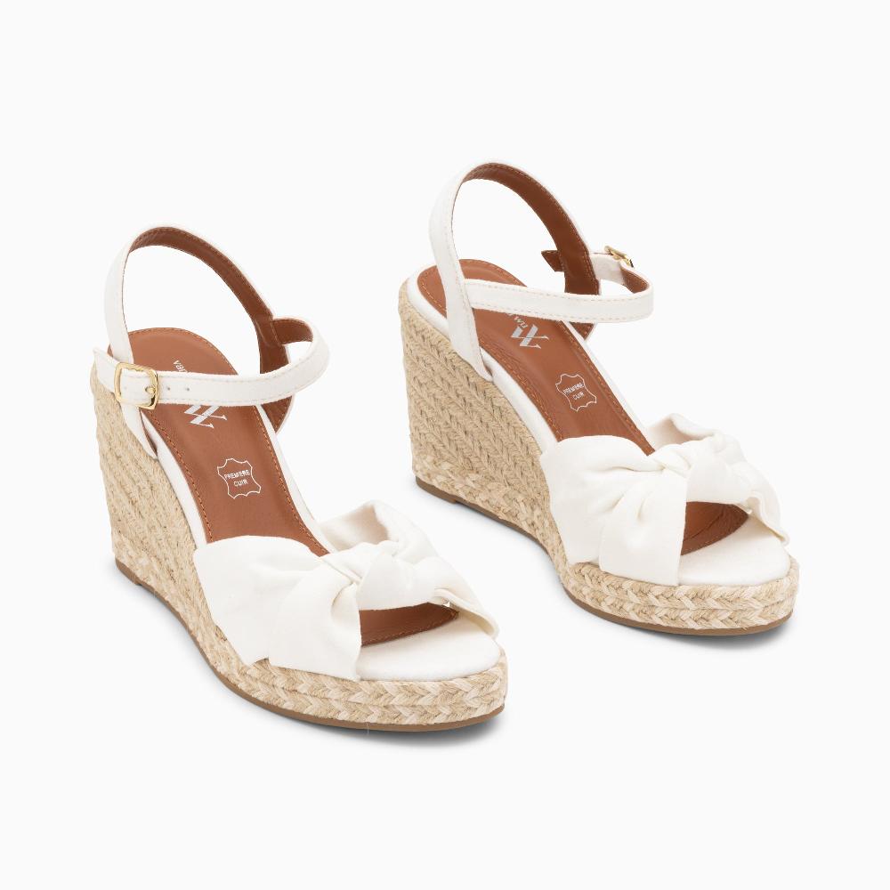 Vanessa Wu Sandales Compensées Nouées Céline Blanches