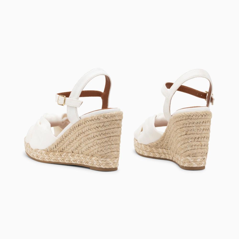 Vanessa Wu Sandales Compensées Nouées Céline Blanches