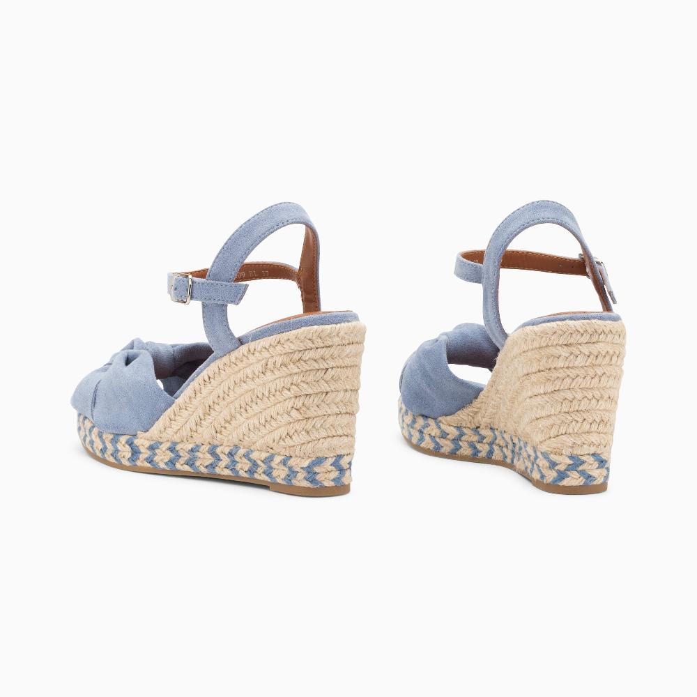 Vanessa Wu Sandales Compensées Nouées Céline Bleues