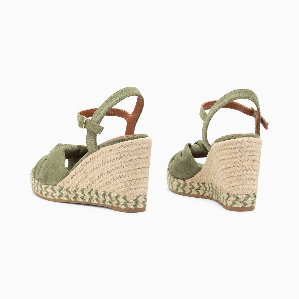 Vanessa Wu Sandales Compensées Nouées Céline Kaki Pastel