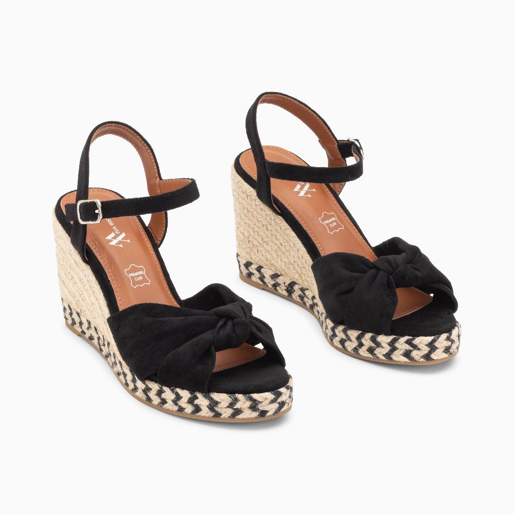 Vanessa Wu Sandales Compensées Nouées Céline Noires