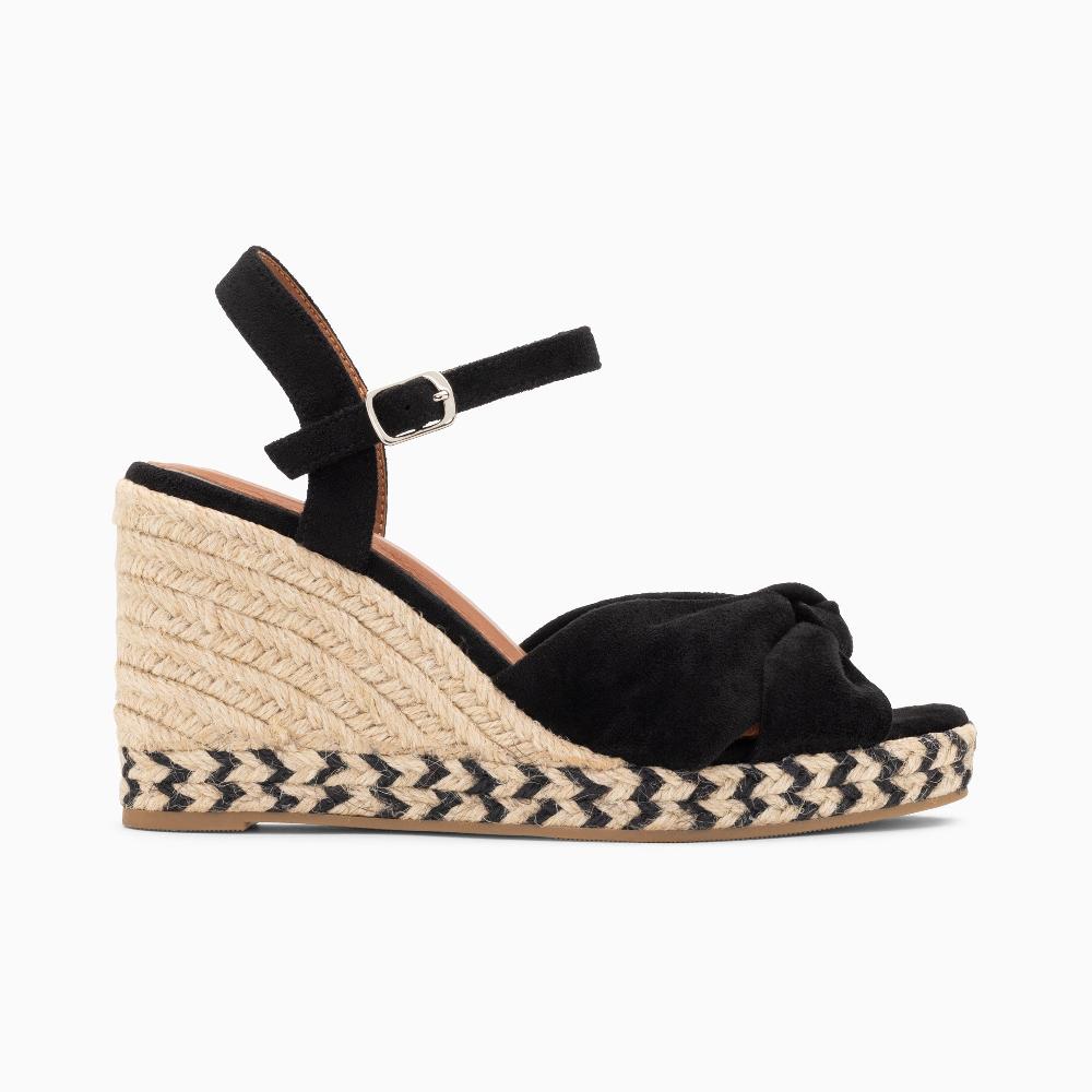 vanessa wu Sandales compensées nouées Céline noires