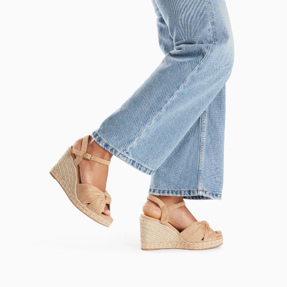 Vanessa Wu Sandales Compensées Nouées Georgina Beiges