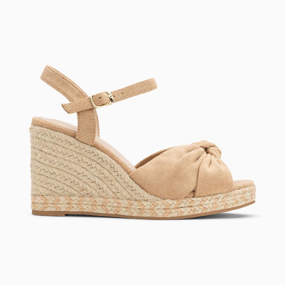 vanessa wu Sandales compensées nouées Georgina beiges