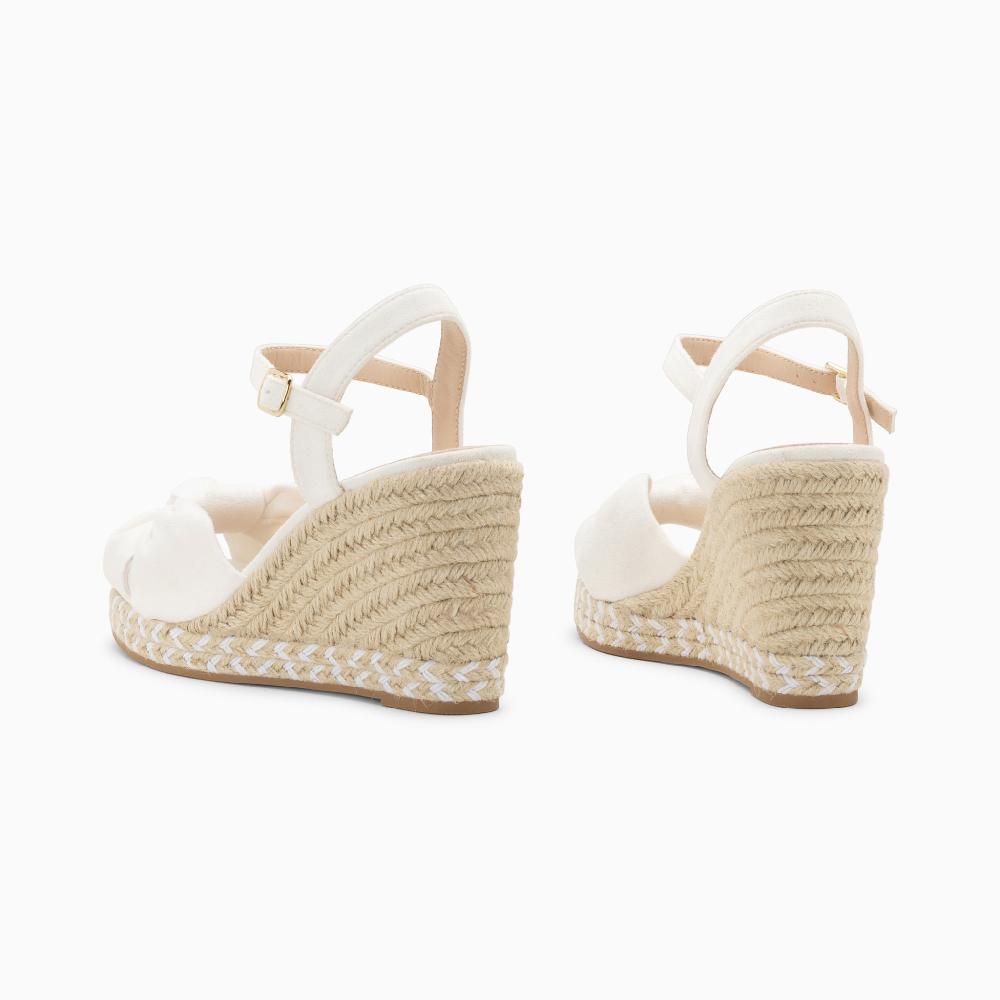 Vanessa Wu Sandales Compensées Nouées Georgina Blanches