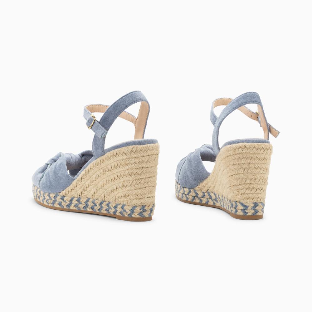 Vanessa Wu Sandales Compensées Nouées Georgina Bleues