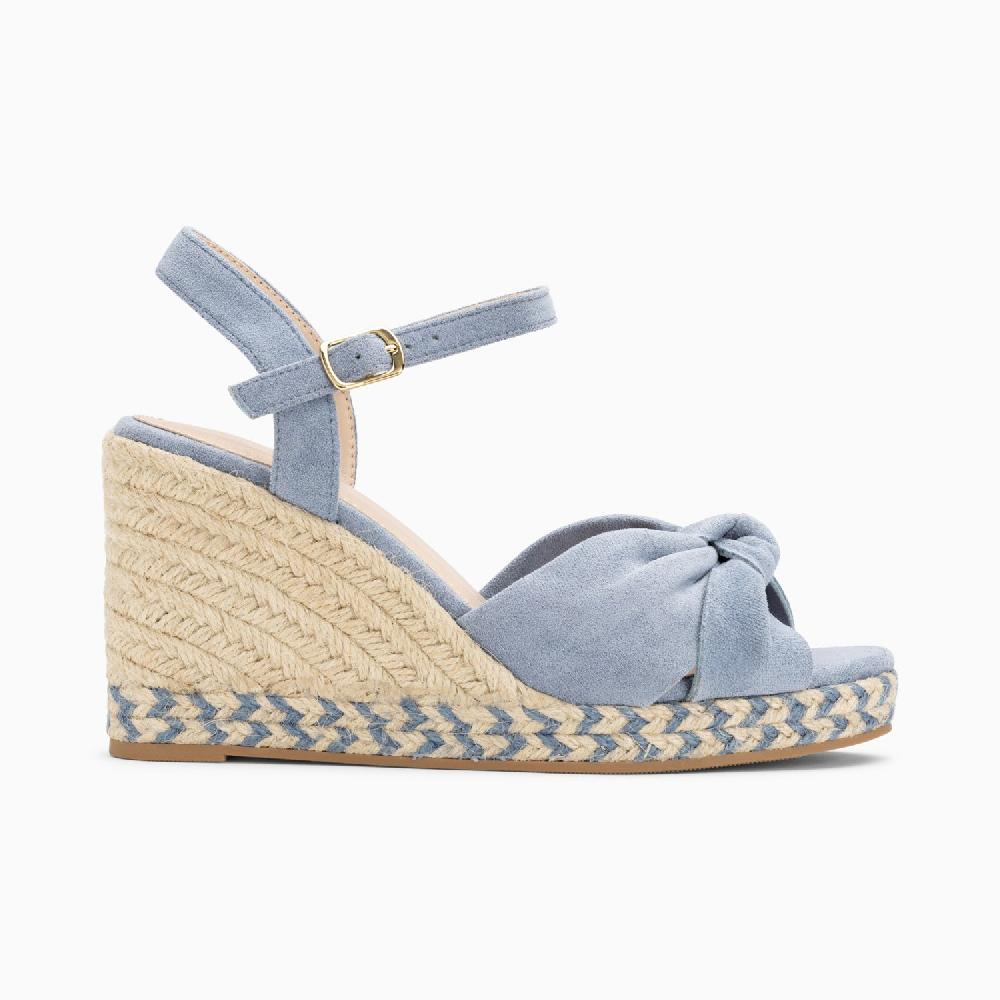 vanessa wu Sandales compensées nouées Georgina bleues