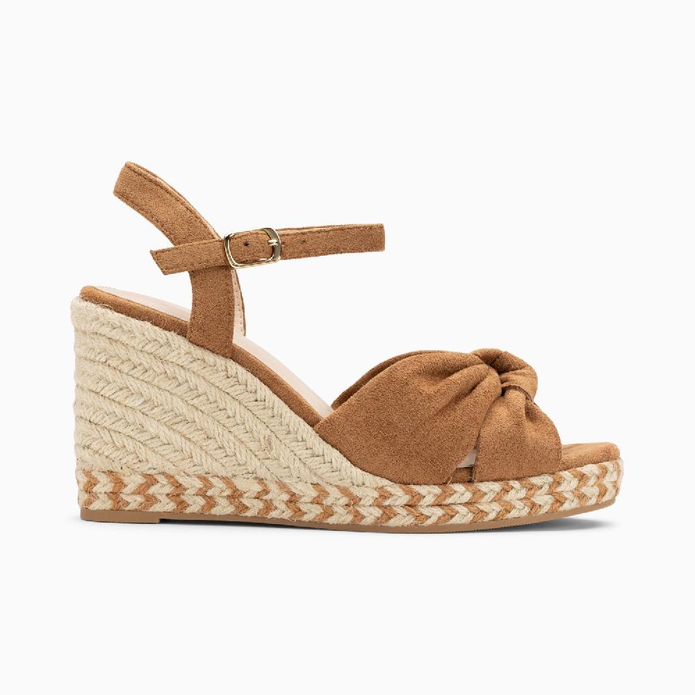 vanessa wu Sandales compensées nouées Georgina camel