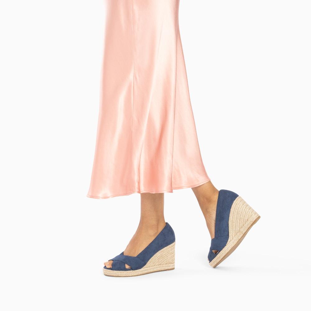 Vanessa Wu Sandales Compensées Peep-toe Léonie Bleu Marine