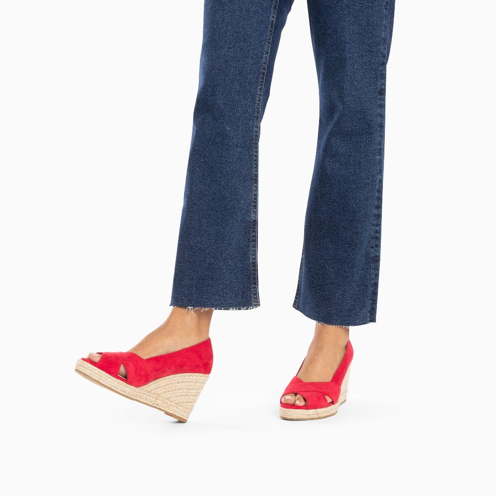 Vanessa Wu Sandales Compensées Peep-toe Léonie Framboise