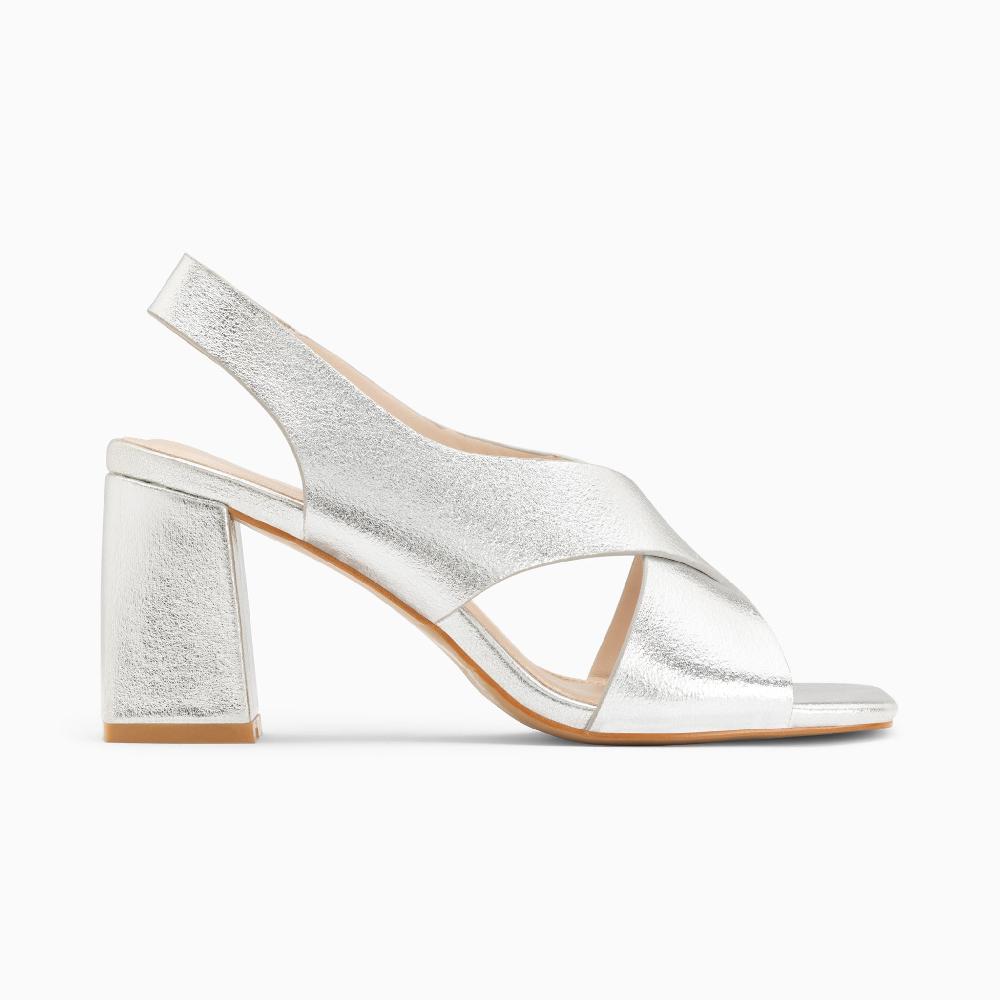 vanessa wu Sandales Lauren argent à brides croisées et talon haut