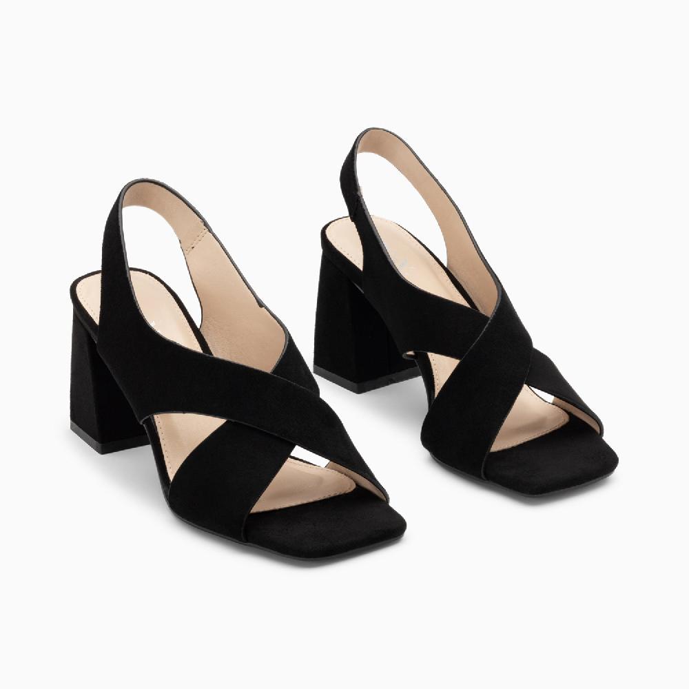 Vanessa Wu Sandales Lauren Noires à Brides Croisées Et Talon Haut