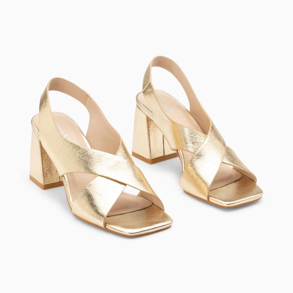 Vanessa Wu Sandales Lauren Or à Brides Croisées Et Talon Haut