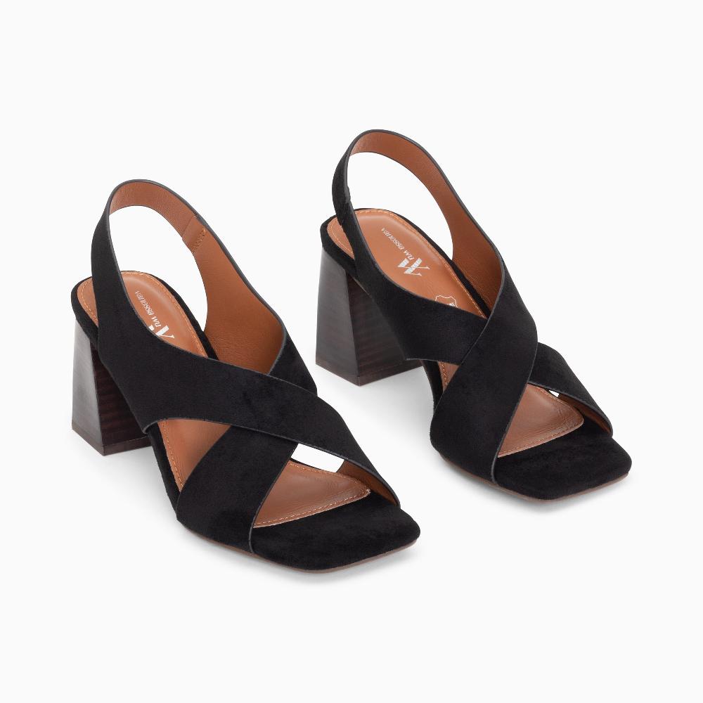 Vanessa Wu Sandales Maxinne Noires à Brides Croisées Et Talon Haut