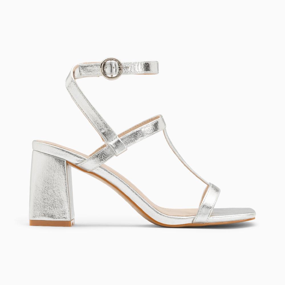 vanessa wu Sandales Nelly argent à brides et talon haut
