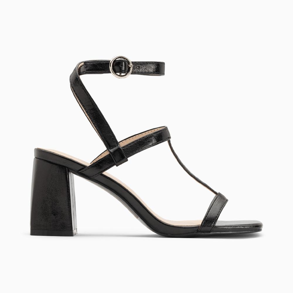 vanessa wu Sandales Nelly noires à brides et talon haut
