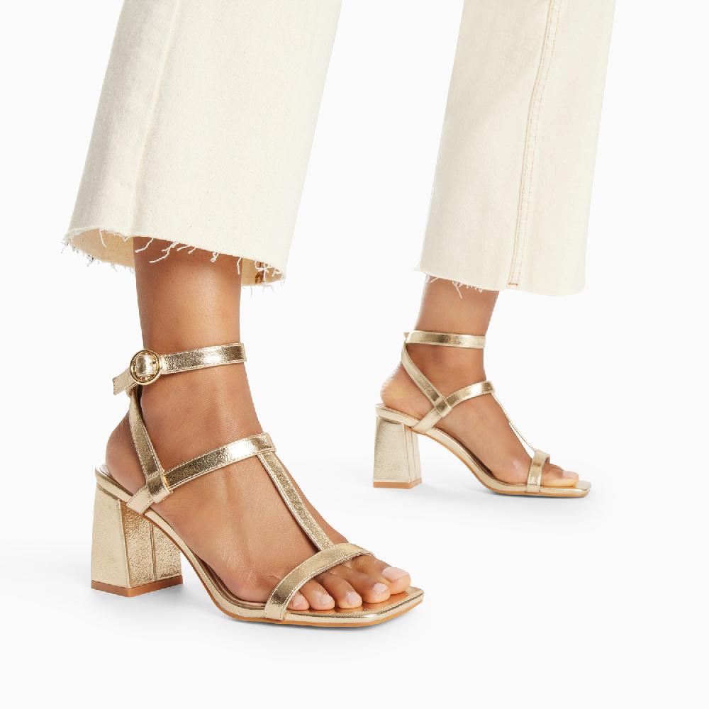 Vanessa Wu Sandales Nelly Or à Brides Et Talon Haut