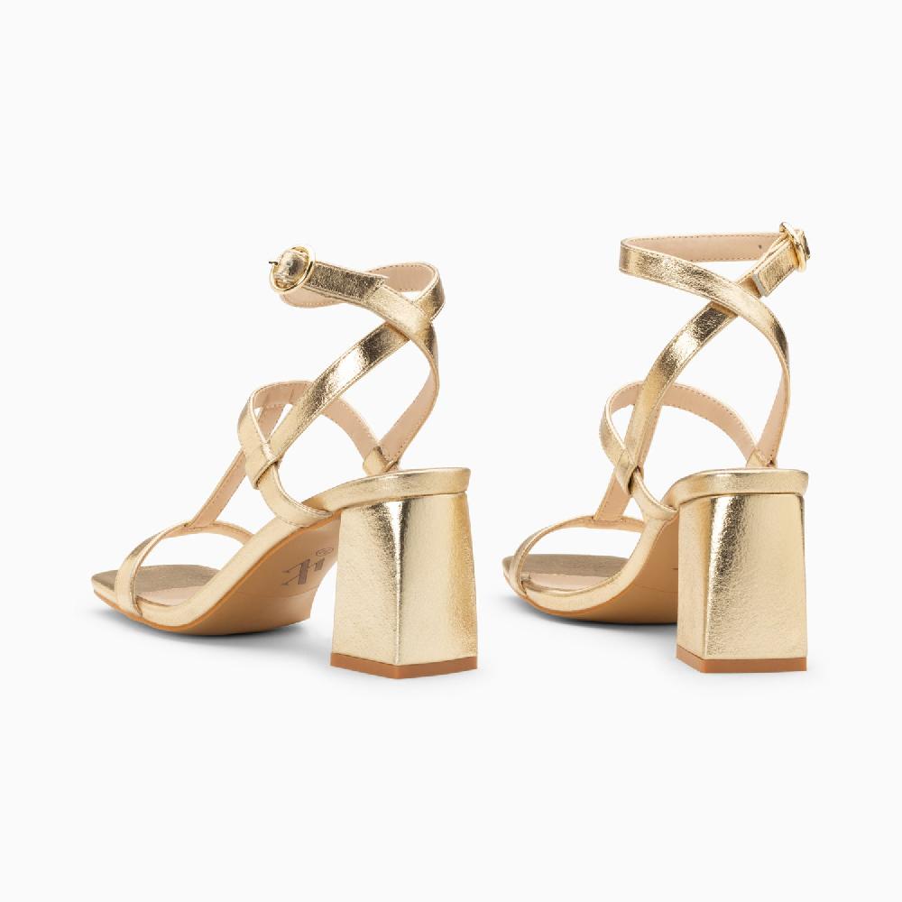 Vanessa Wu Sandales Nelly Or à Brides Et Talon Haut
