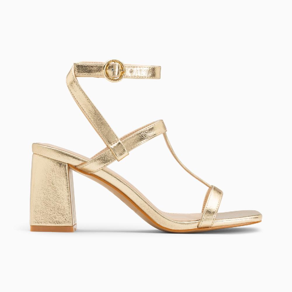 vanessa wu Sandales Nelly or à brides et talon haut