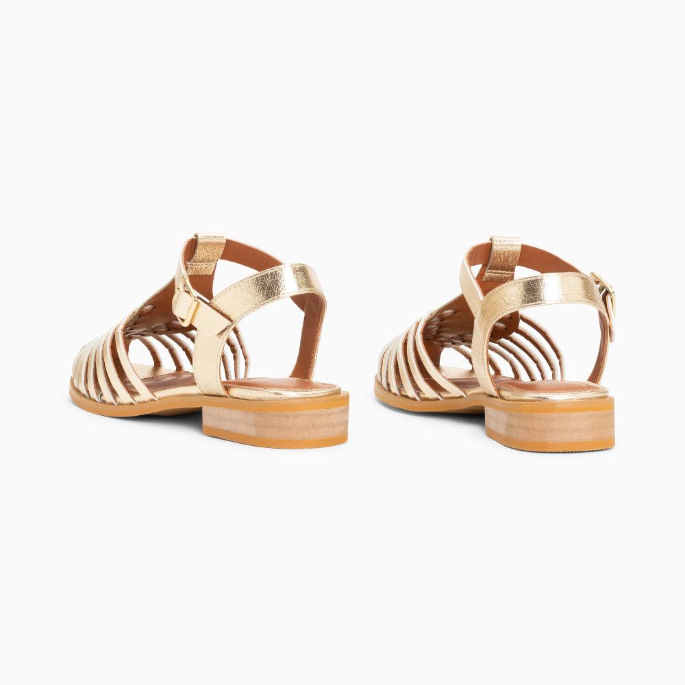 Vanessa Wu Sandales Plates Anne Style Pêcheur à Fines Brides Or