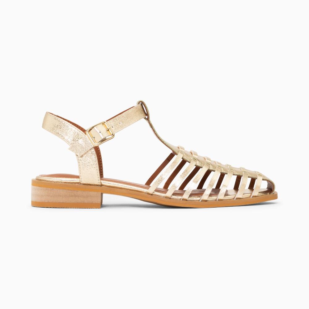 vanessa wu Sandales plates Anne style pêcheur à fines brides or
