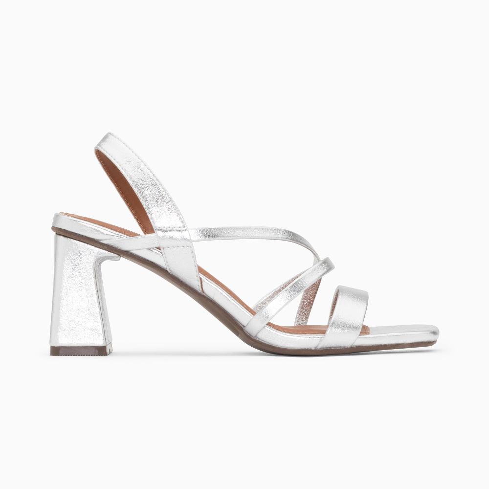 vanessa wu Sandales Priscilla argent à fines brides et talon haut