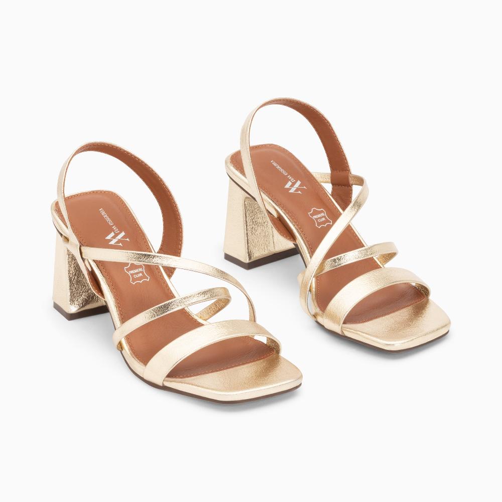 Vanessa Wu Sandales Priscilla Or à Fines Brides Et Talon Haut