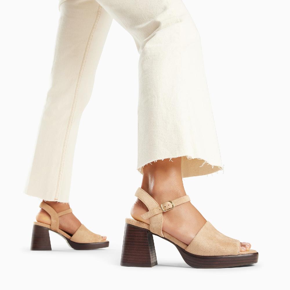 Vanessa Wu Sandales Tyrah Beiges à Plateforme Et Talon Bois