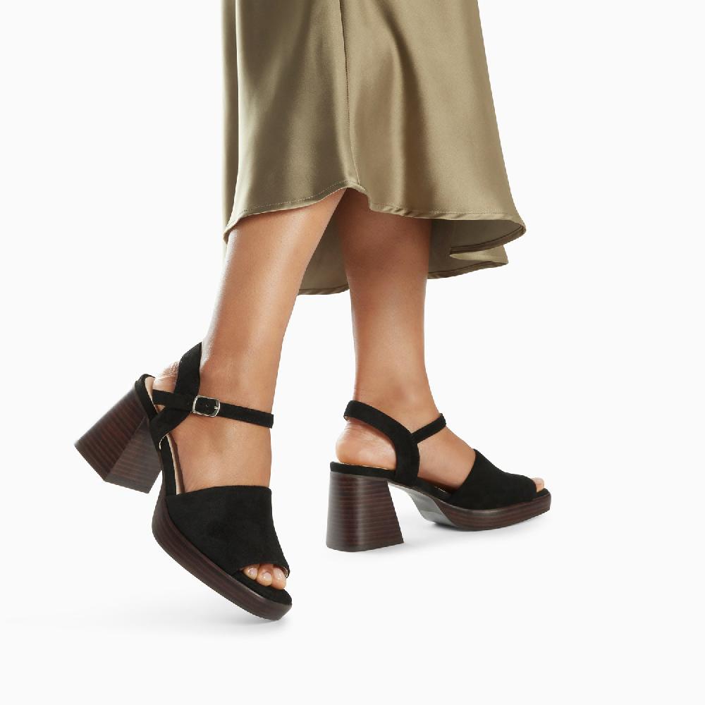Vanessa Wu Sandales Tyrah Noires à Plateforme Et Talon Bois