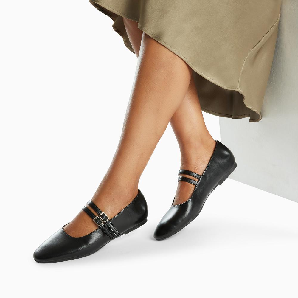 Vanessa Wu Ballerines Luce Noires à Doubles Brides