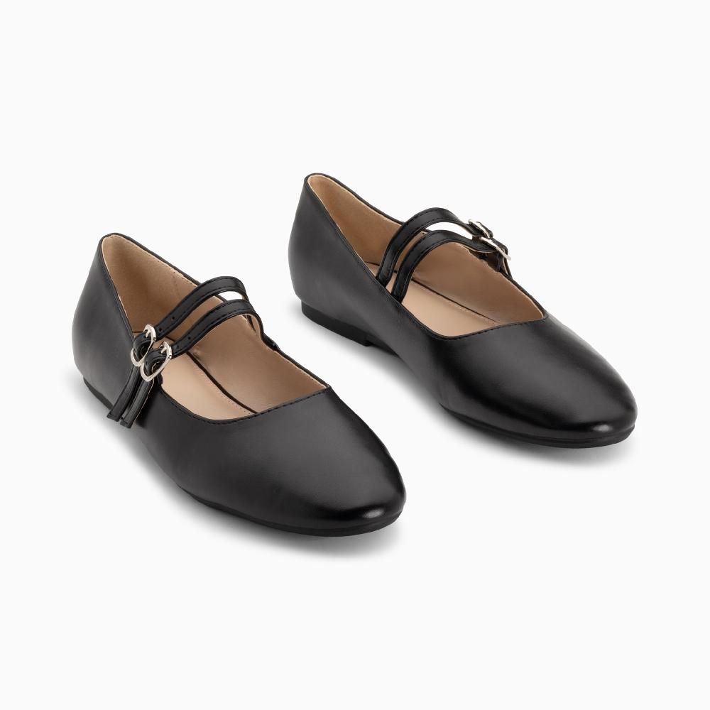 Vanessa Wu Ballerines Luce Noires à Doubles Brides