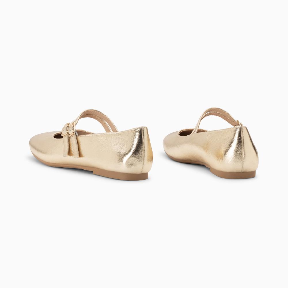 Vanessa Wu Ballerines Luce Or à Doubles Brides