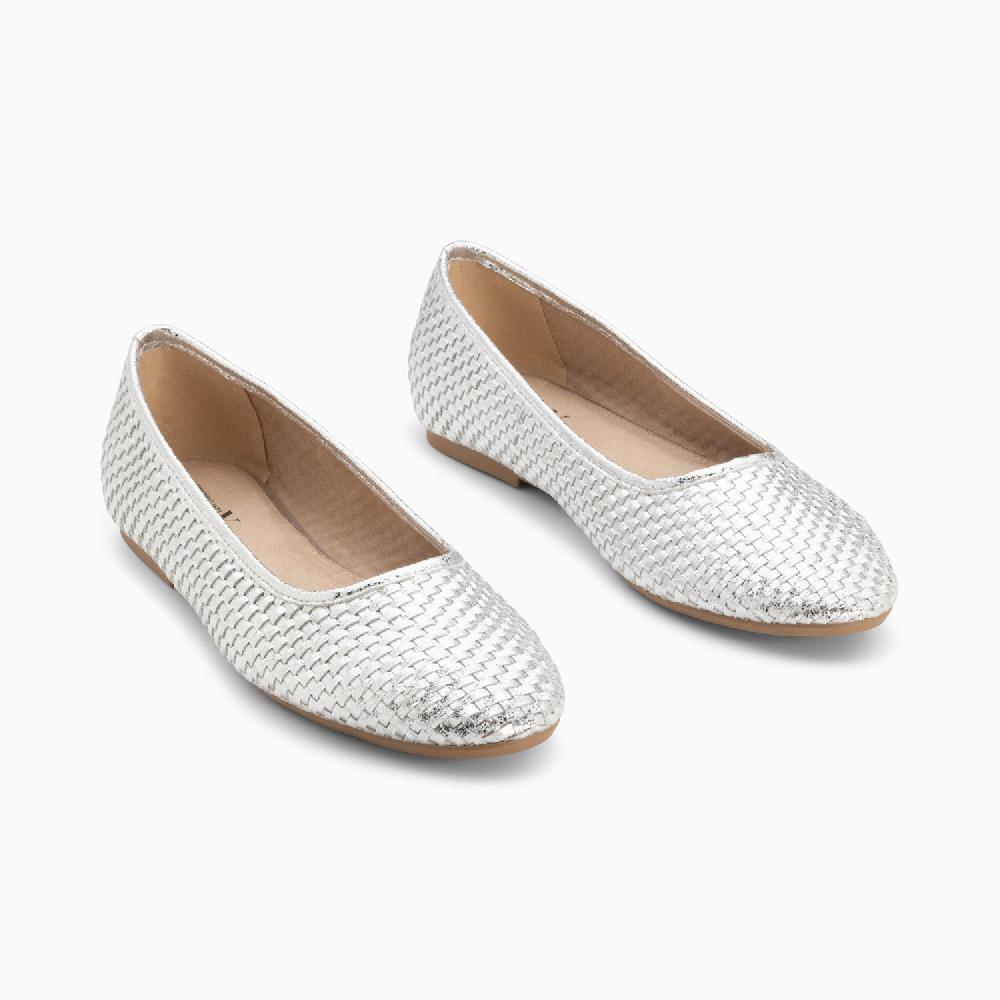 Vanessa Wu Ballerines Provence Tressées Argent