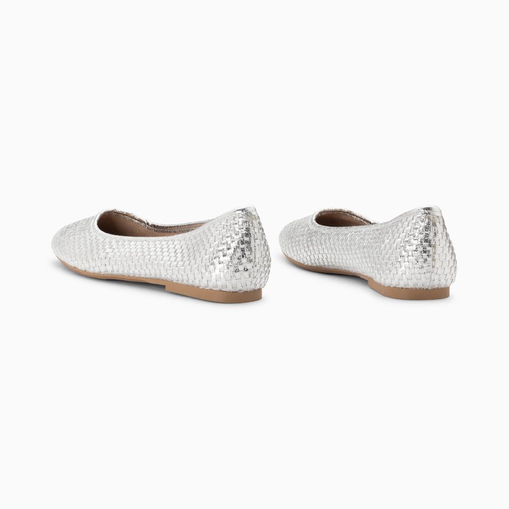Vanessa Wu Ballerines Provence Tressées Argent