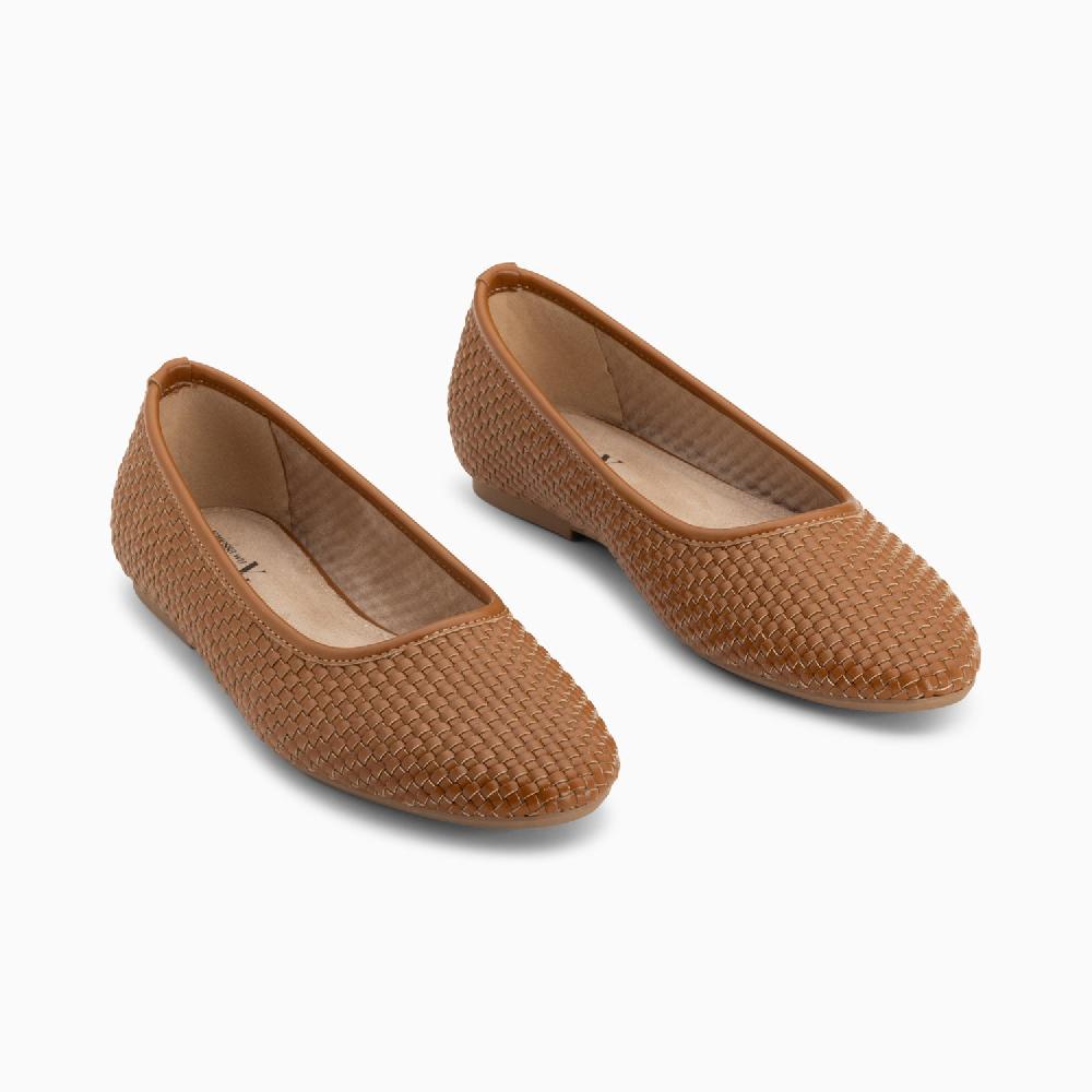 Vanessa Wu Ballerines Provence Tressées Camel