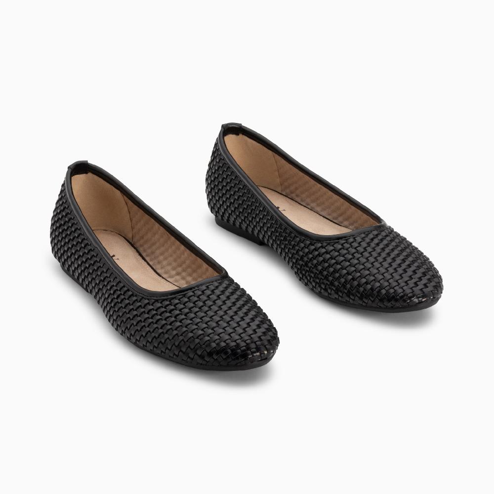 Vanessa Wu Ballerines Provence Tressées Noires